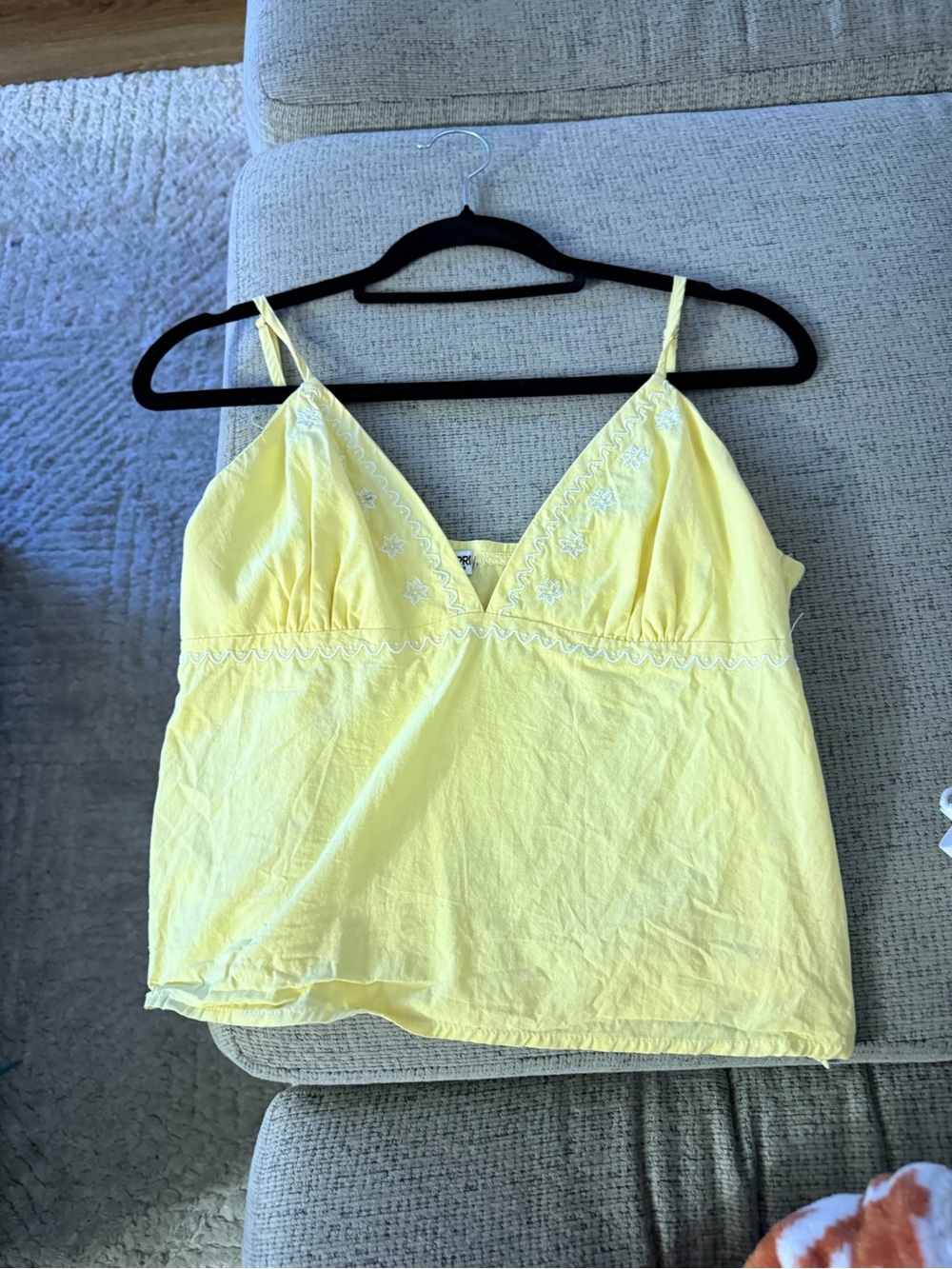 Princess Polly Yellow Embroidered V-Neck Cami Tank Top